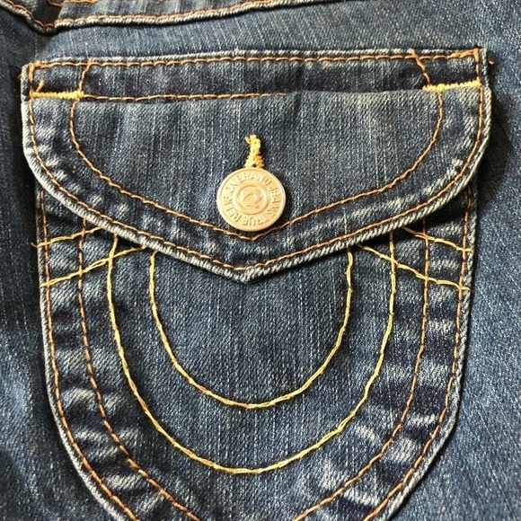 VTG True Religion Joey Boot Low Rise Flare Jean Sz. 26X28 Med. Wash Boho - Picture 6 of 7